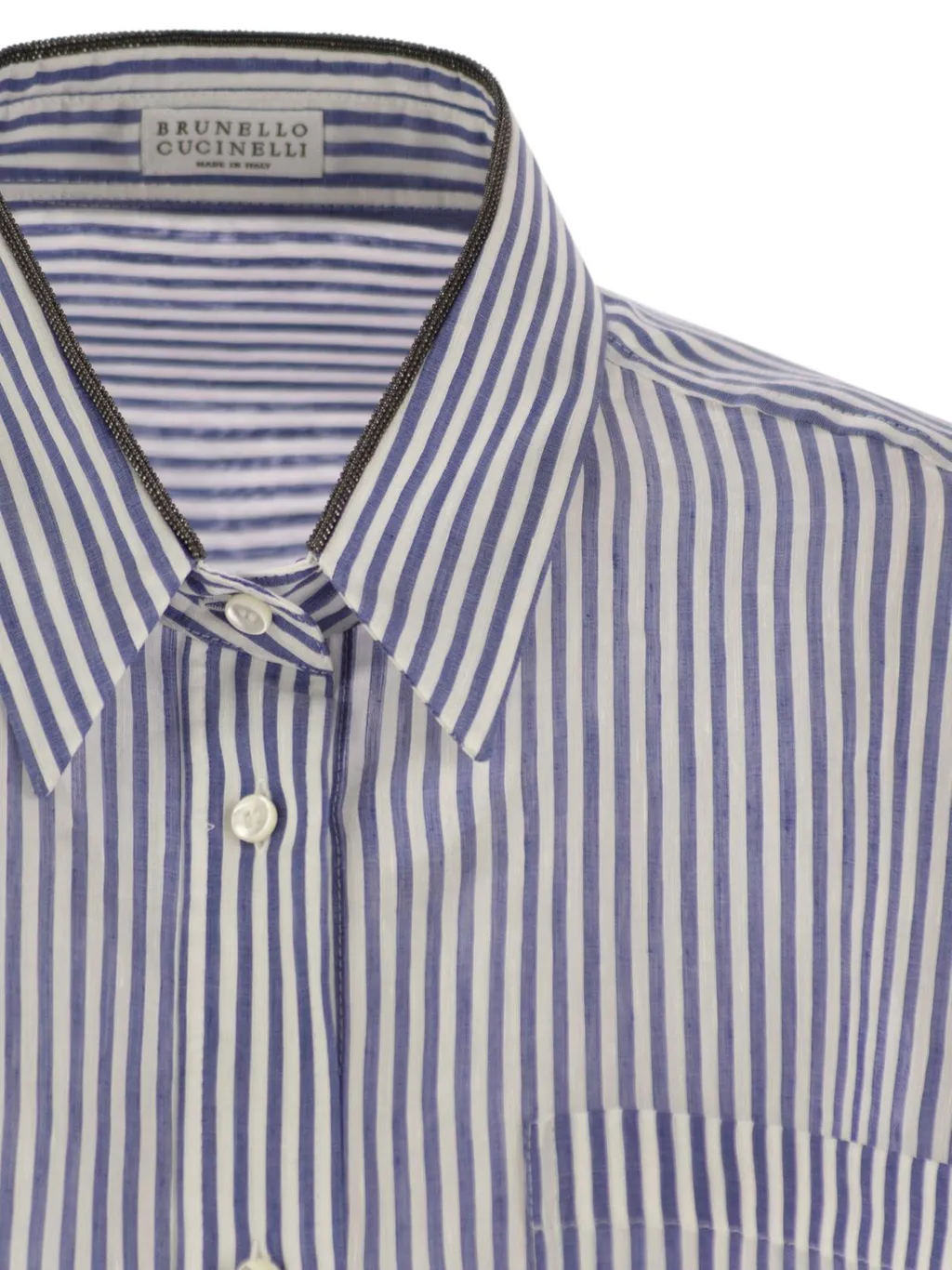 Monili-Trim Striped Long Shirt