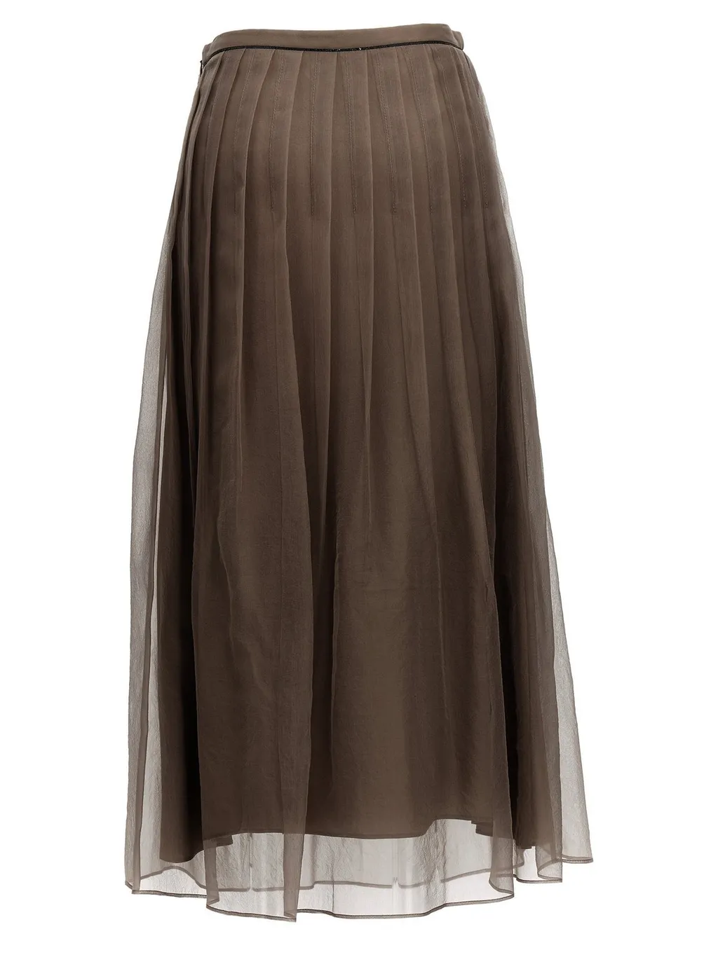 Pleated Tulle Midi Skirt