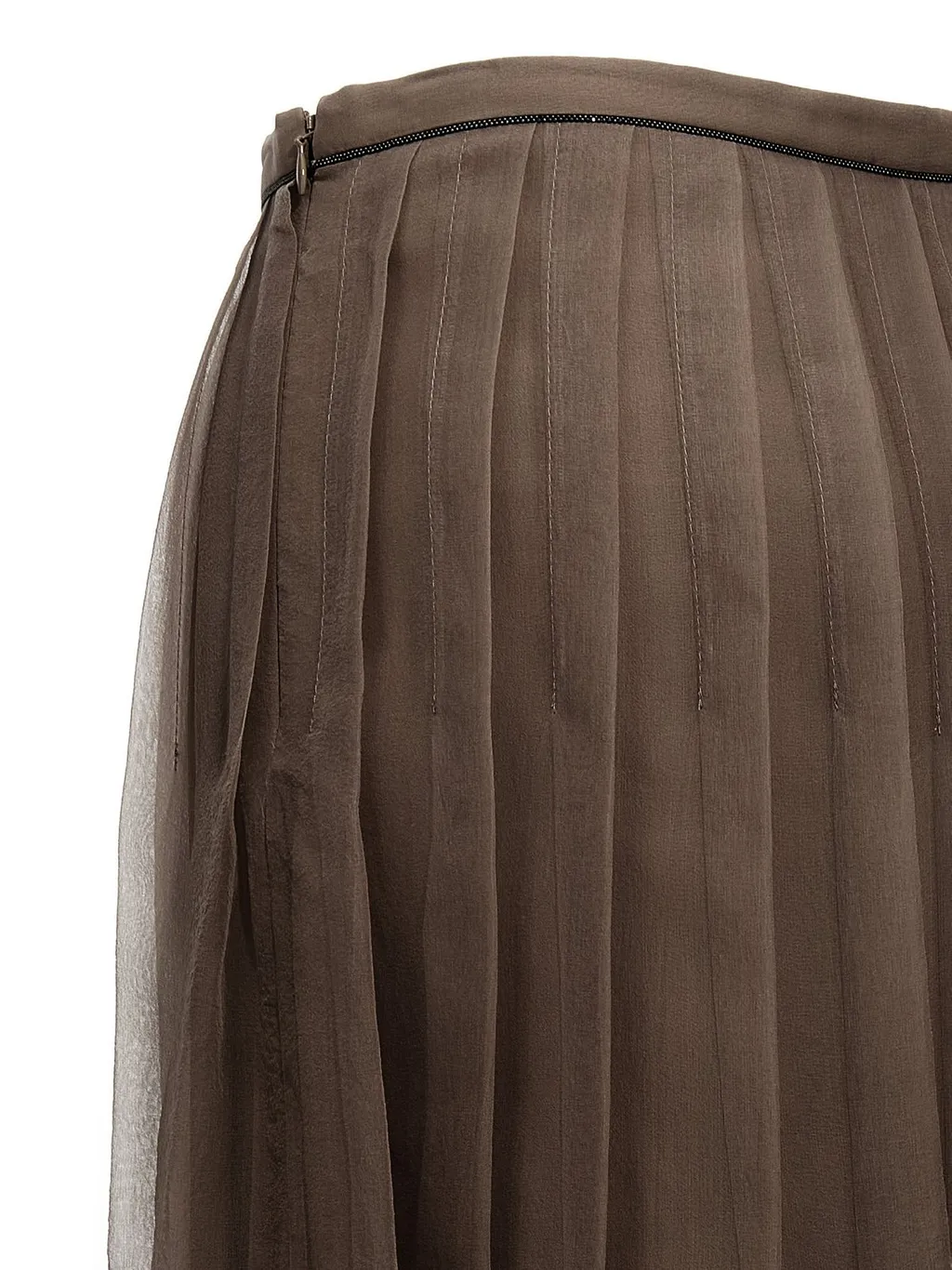 Pleated Tulle Midi Skirt