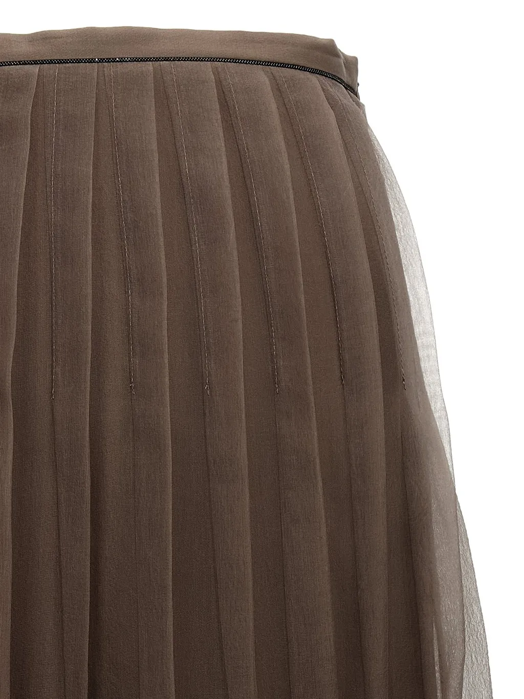 Pleated Tulle Midi Skirt
