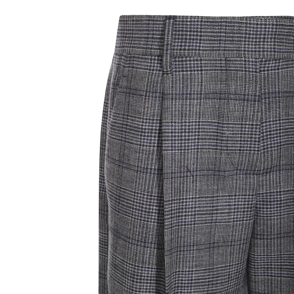 Checked Pleated Pants