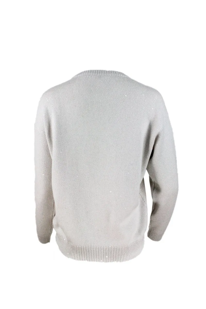Sequin-Embellished Crewneck Jumper
