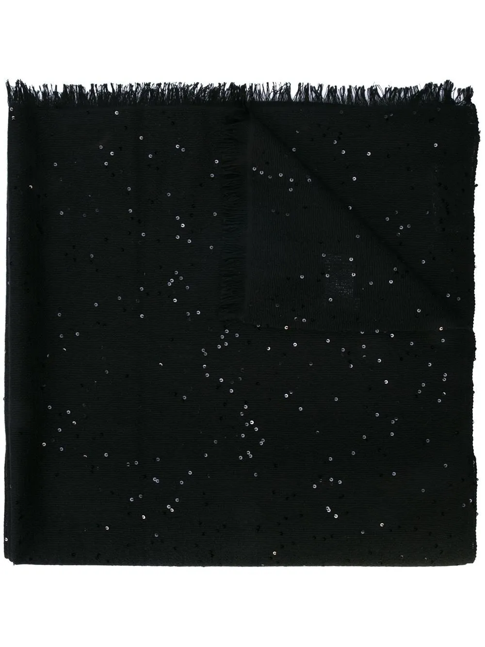 Sequin-Embellished Frayed Scarf