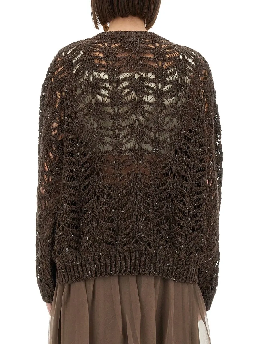 Sequin-Embellished Crewneck Jumper