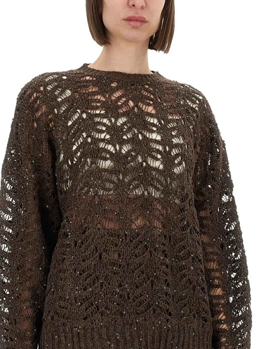 Sequin-Embellished Crewneck Jumper