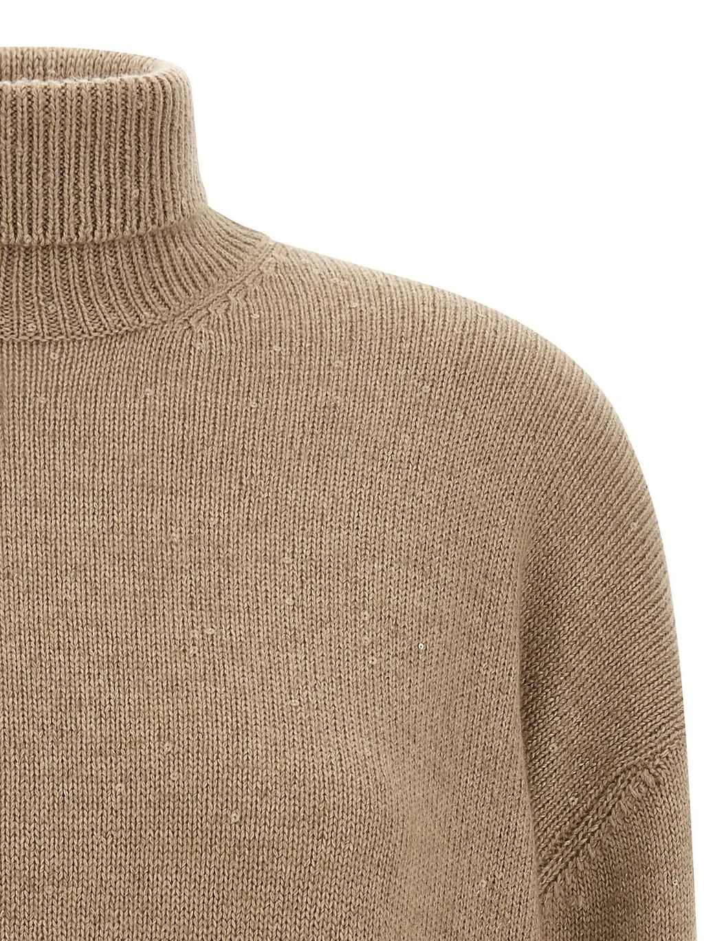 Turtleneck Sequin Embellished Knitted Jumper