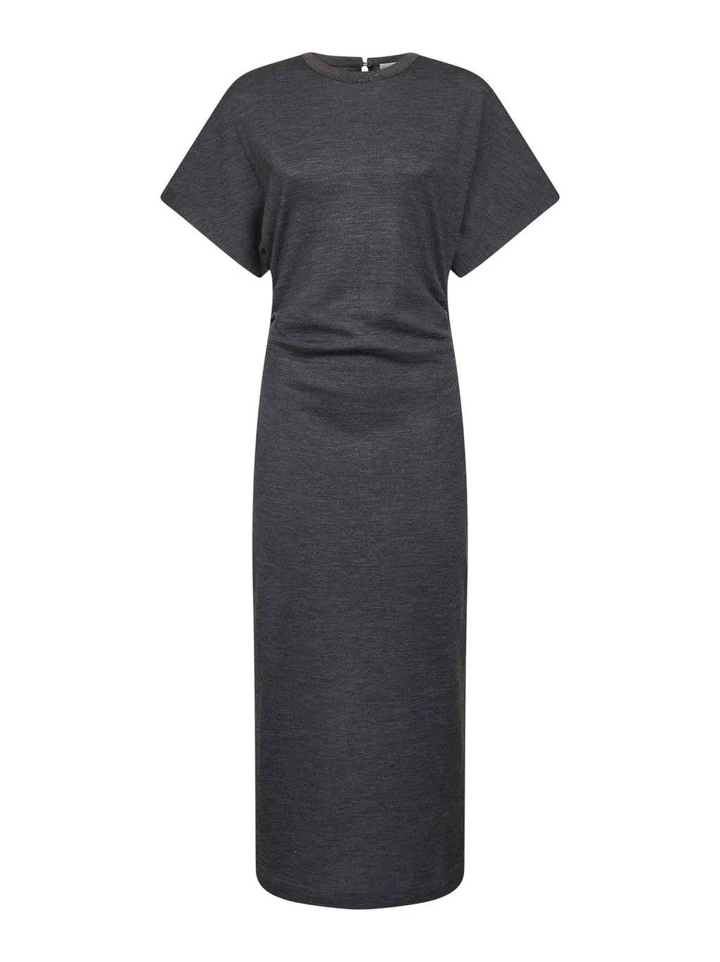 Slit Detailed Crewneck Dress