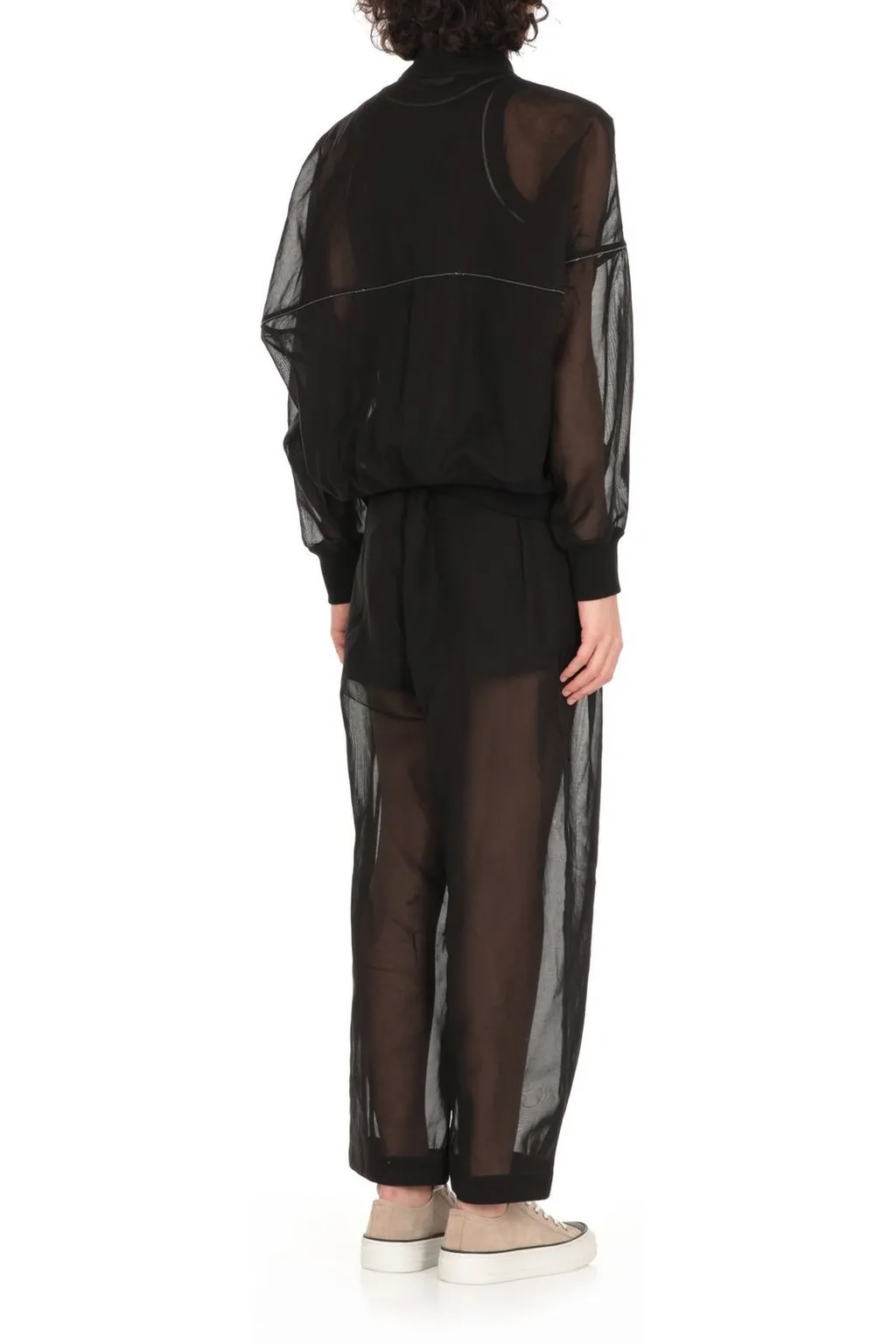 Shiny Trim Organza Bomber Jacket