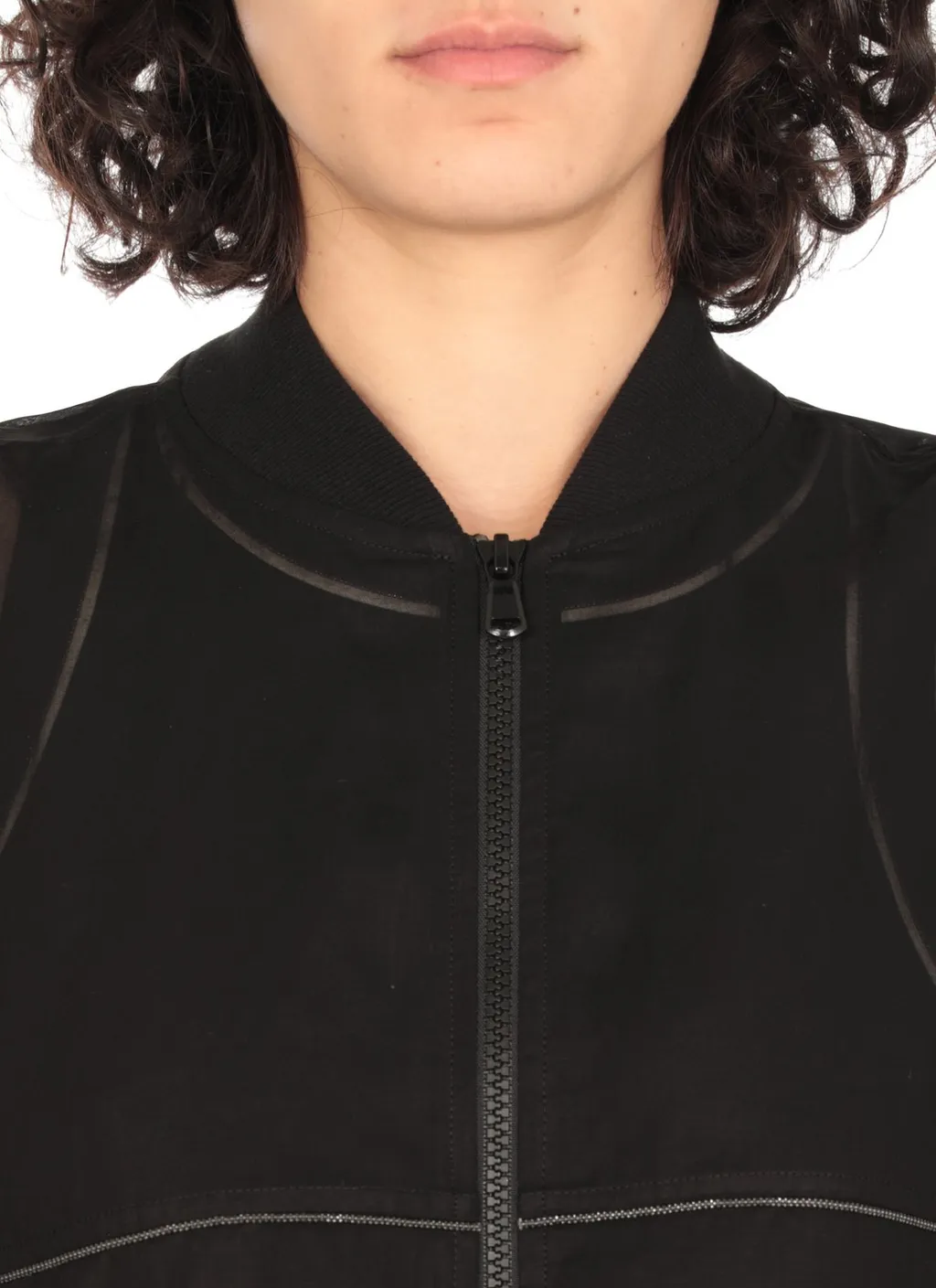 Shiny Trim Organza Bomber Jacket