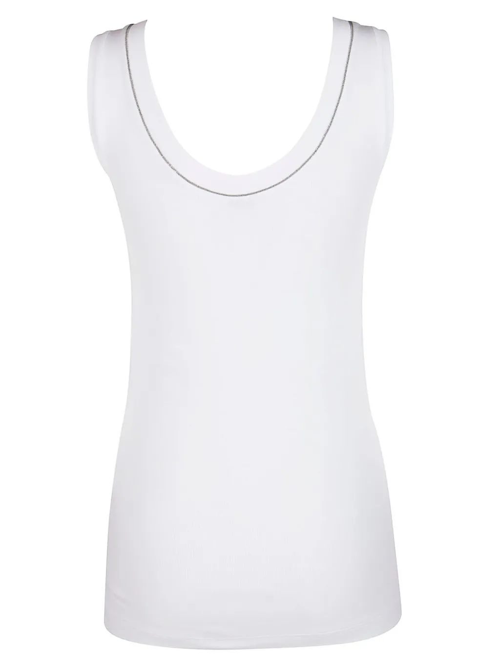 Monili Embellished Trim Ribbed-Knit Tank Top