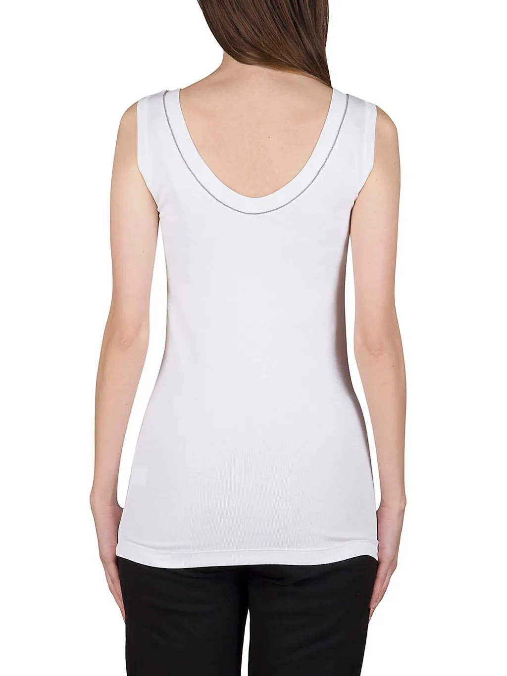 Monili Embellished Trim Ribbed-Knit Tank Top