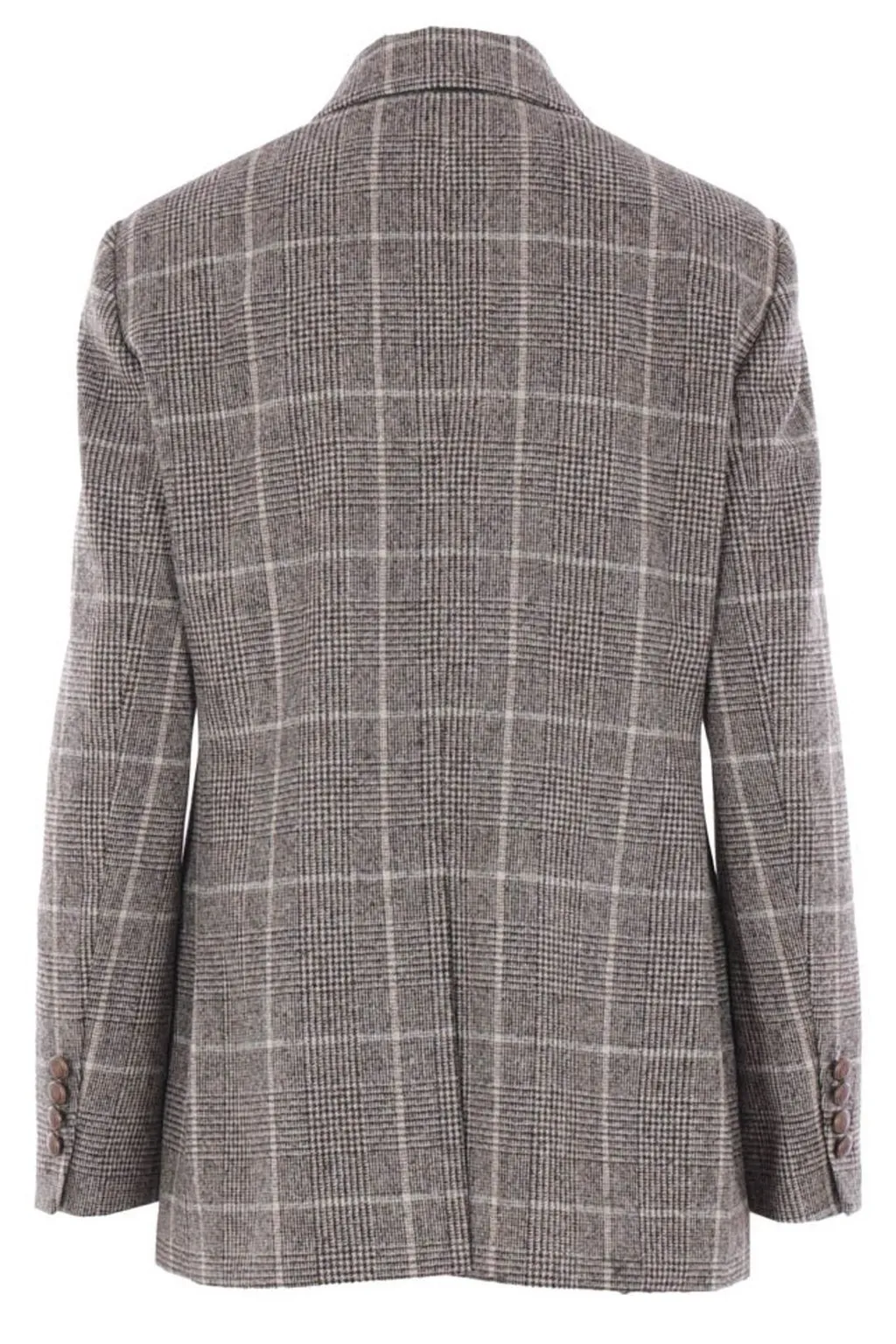 Checked Double-Breasted Long-Sleeved Blazer