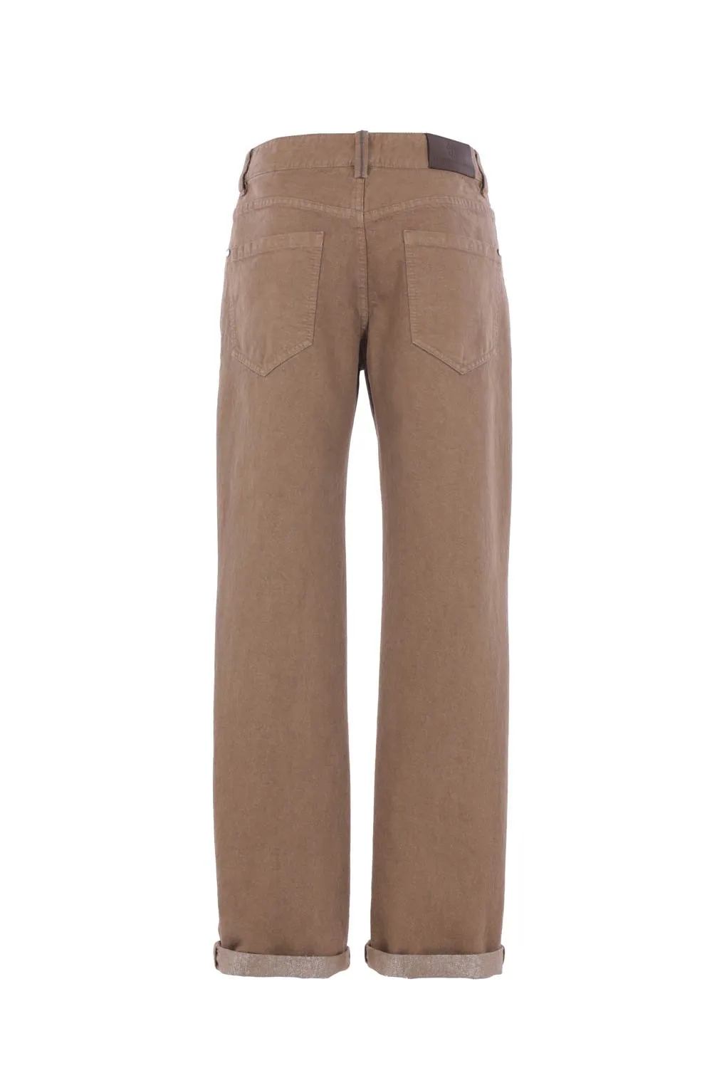Logo Patch Turn-Up Hem Jeans