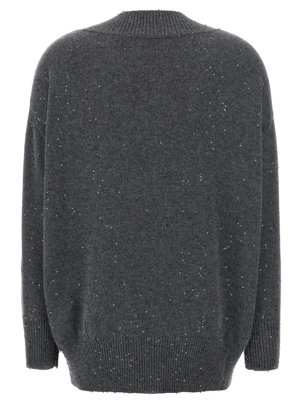 V-Neck Sequin Embellished Knit Jumper