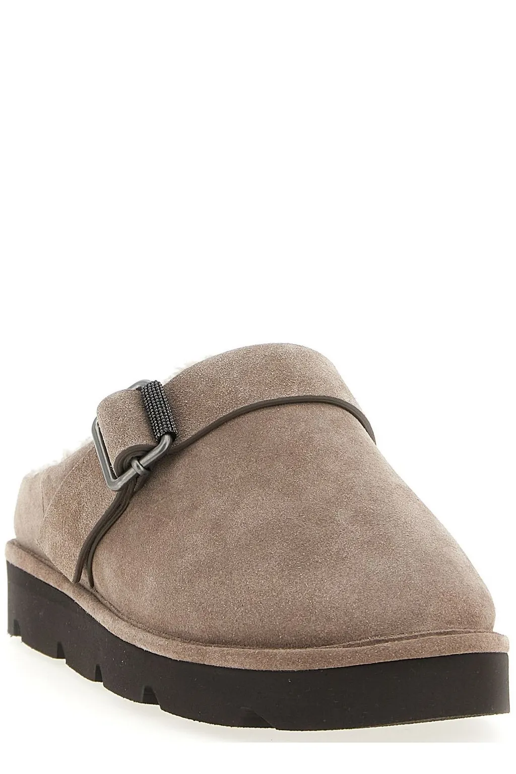 Round Toe Buckled Mules