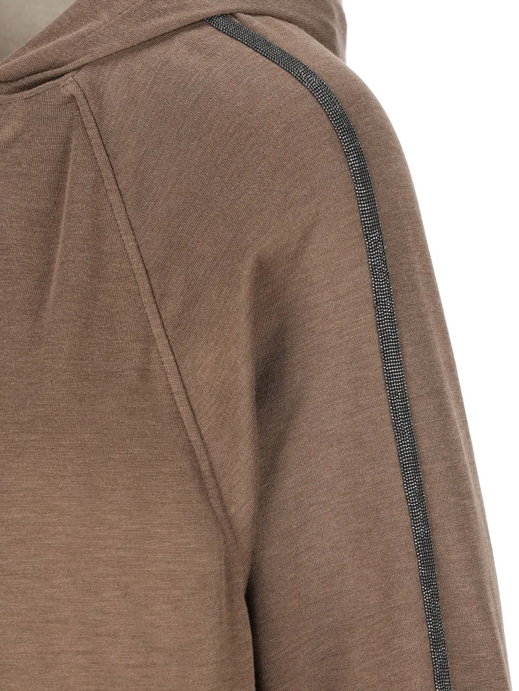 Trim Embellished Zipped Hoodie