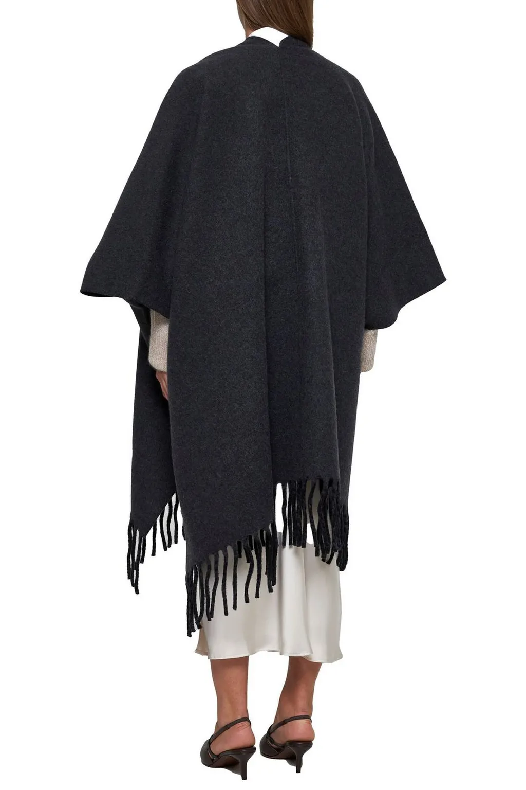 Fringed-Edge Knitted Cape