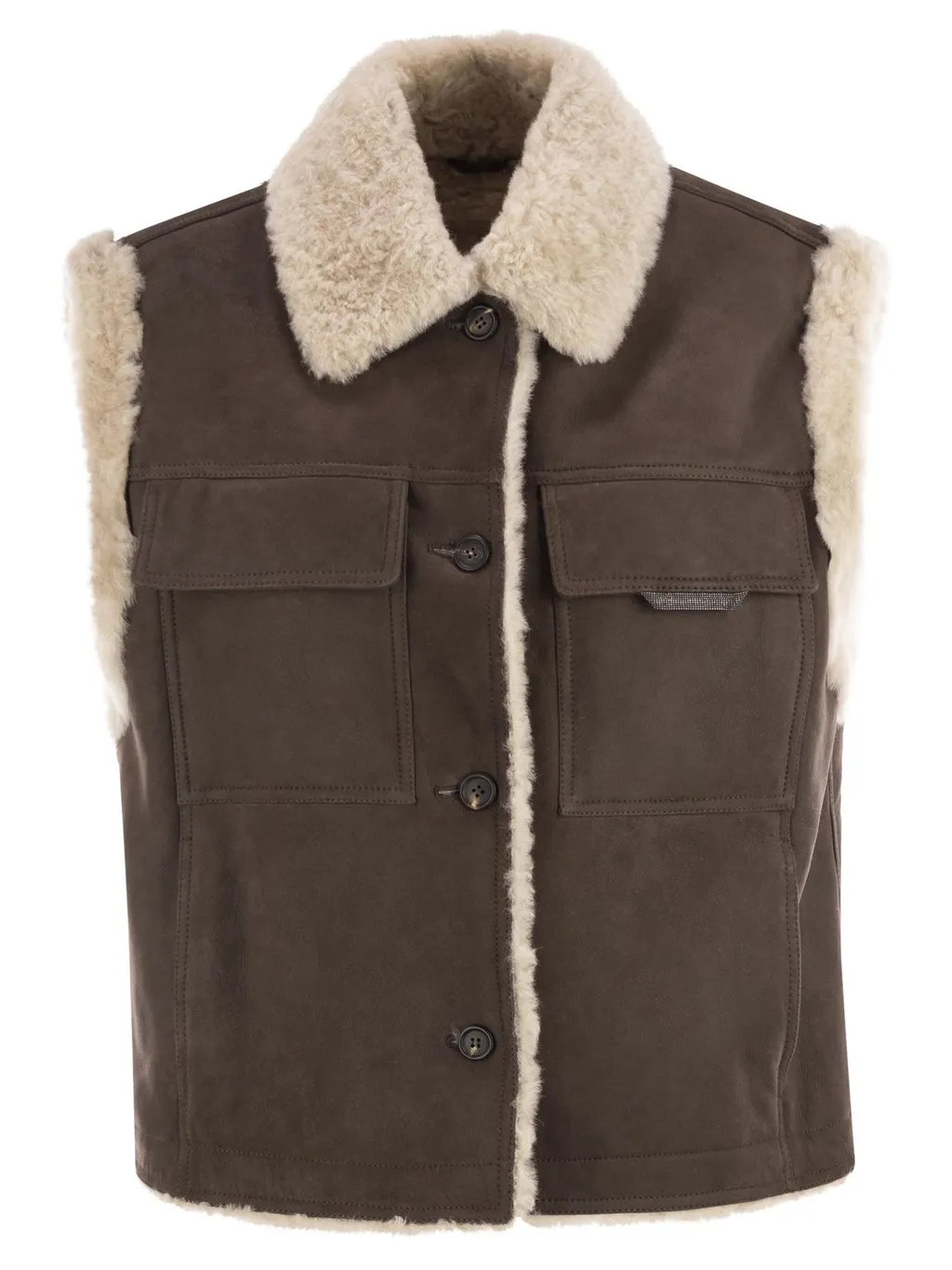 Buttoned Shearling Waistcoat