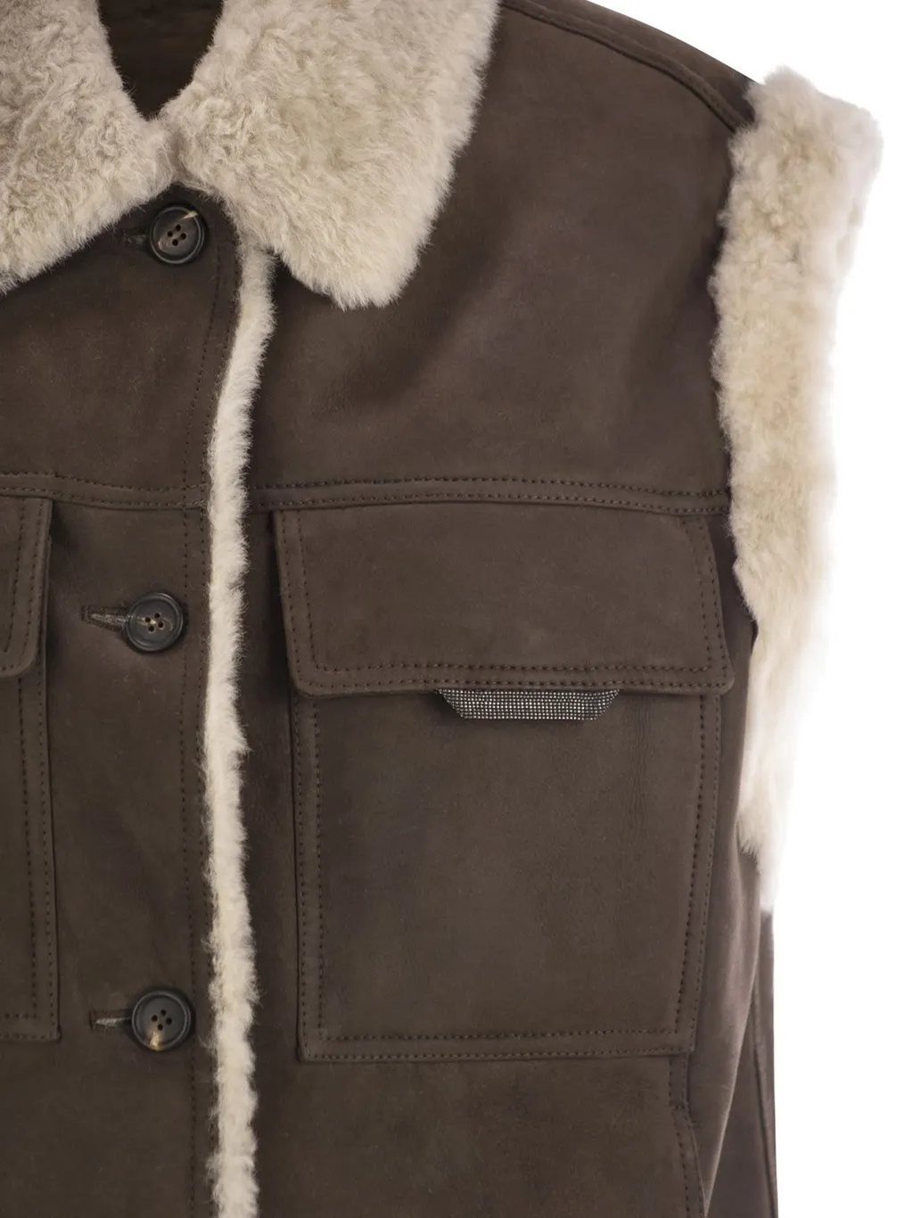 Buttoned Shearling Waistcoat