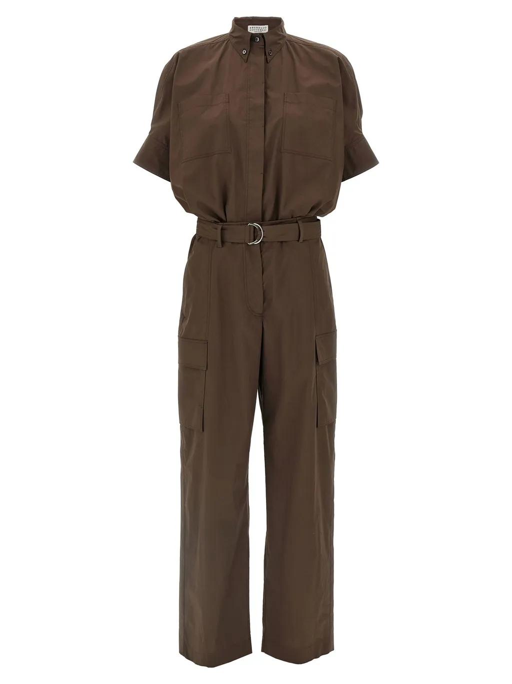 Short-Sleeved Belted Jumpsuit