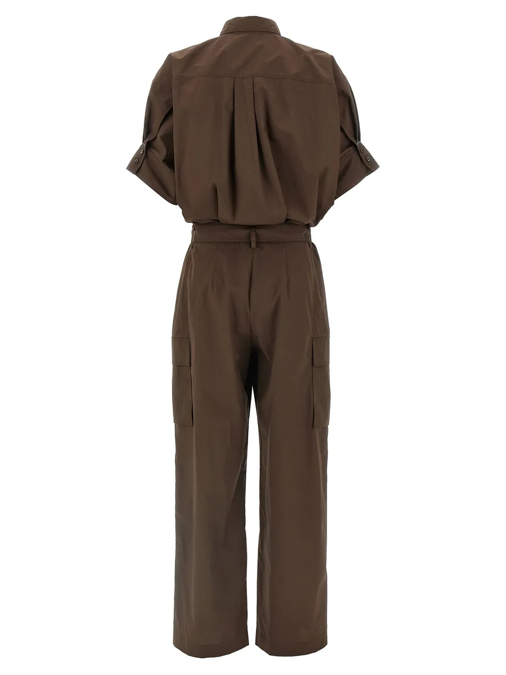 Short-Sleeved Belted Jumpsuit