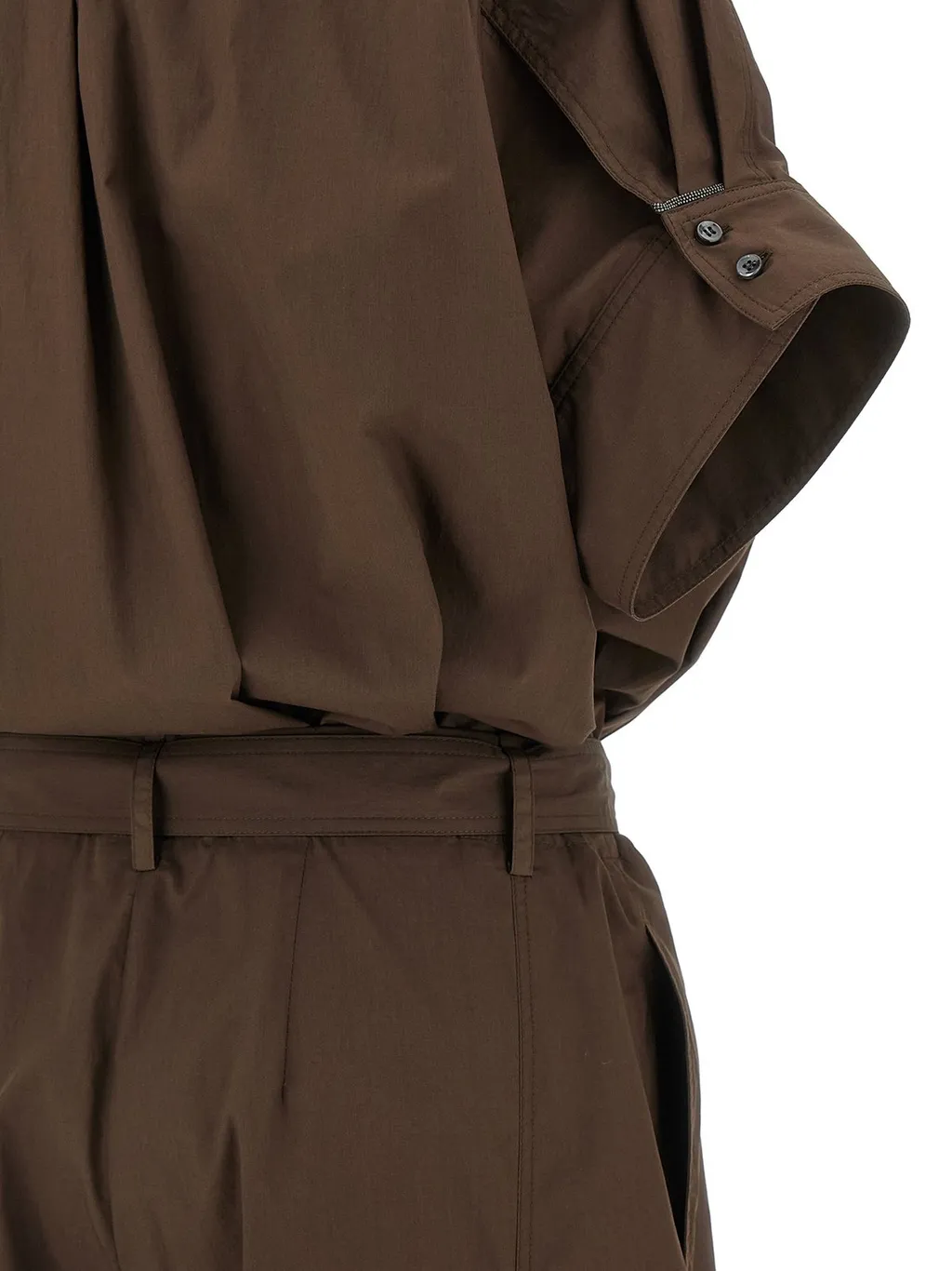 Short-Sleeved Belted Jumpsuit
