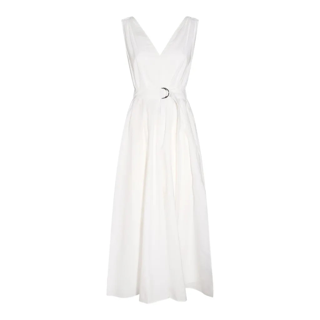 Belted Pleated Midi Dress