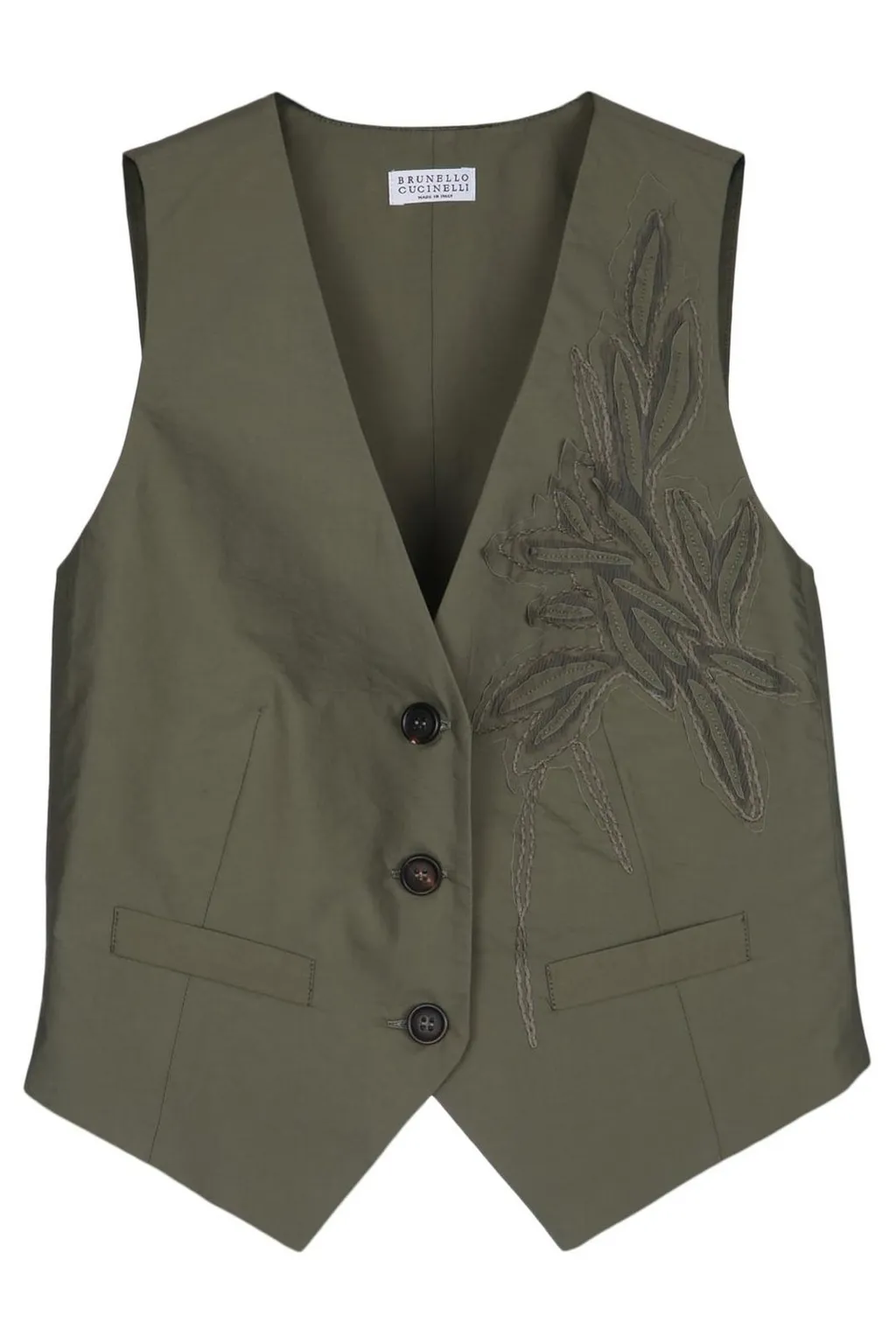Herbarium-Appliqué V-Neck Waistcoat