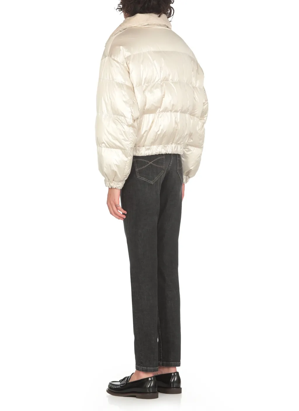 Iridescent-Effect Zipped Down Jacket