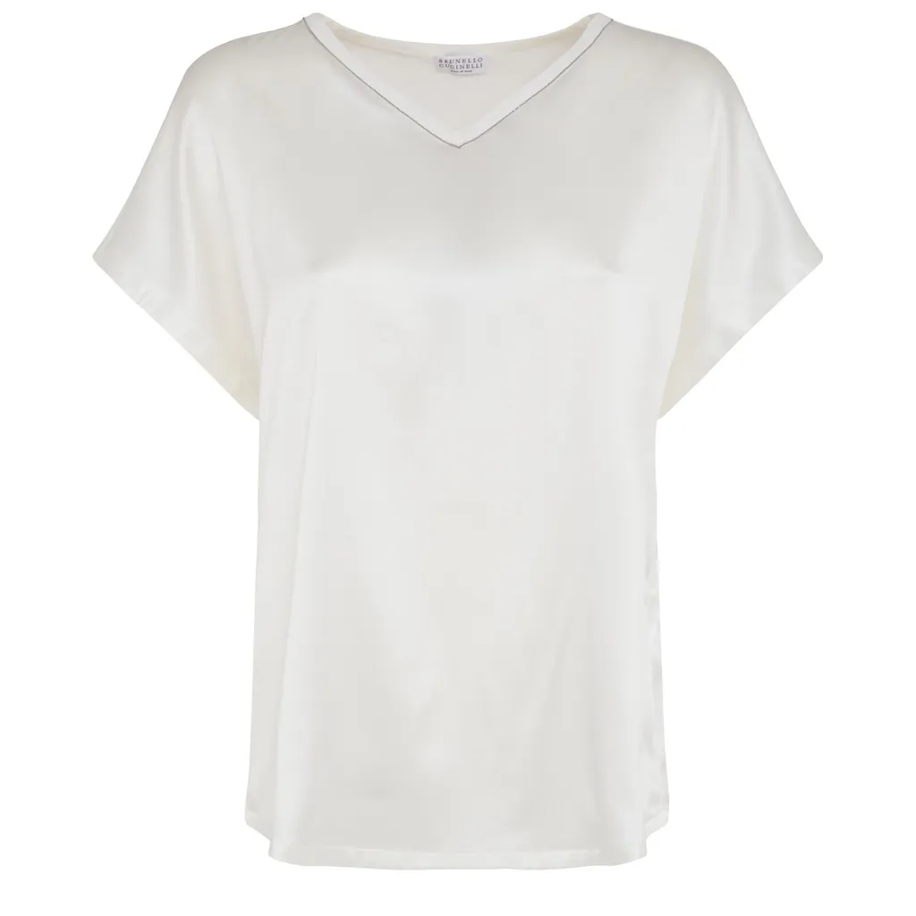 V-Neck Satin T-Shirt