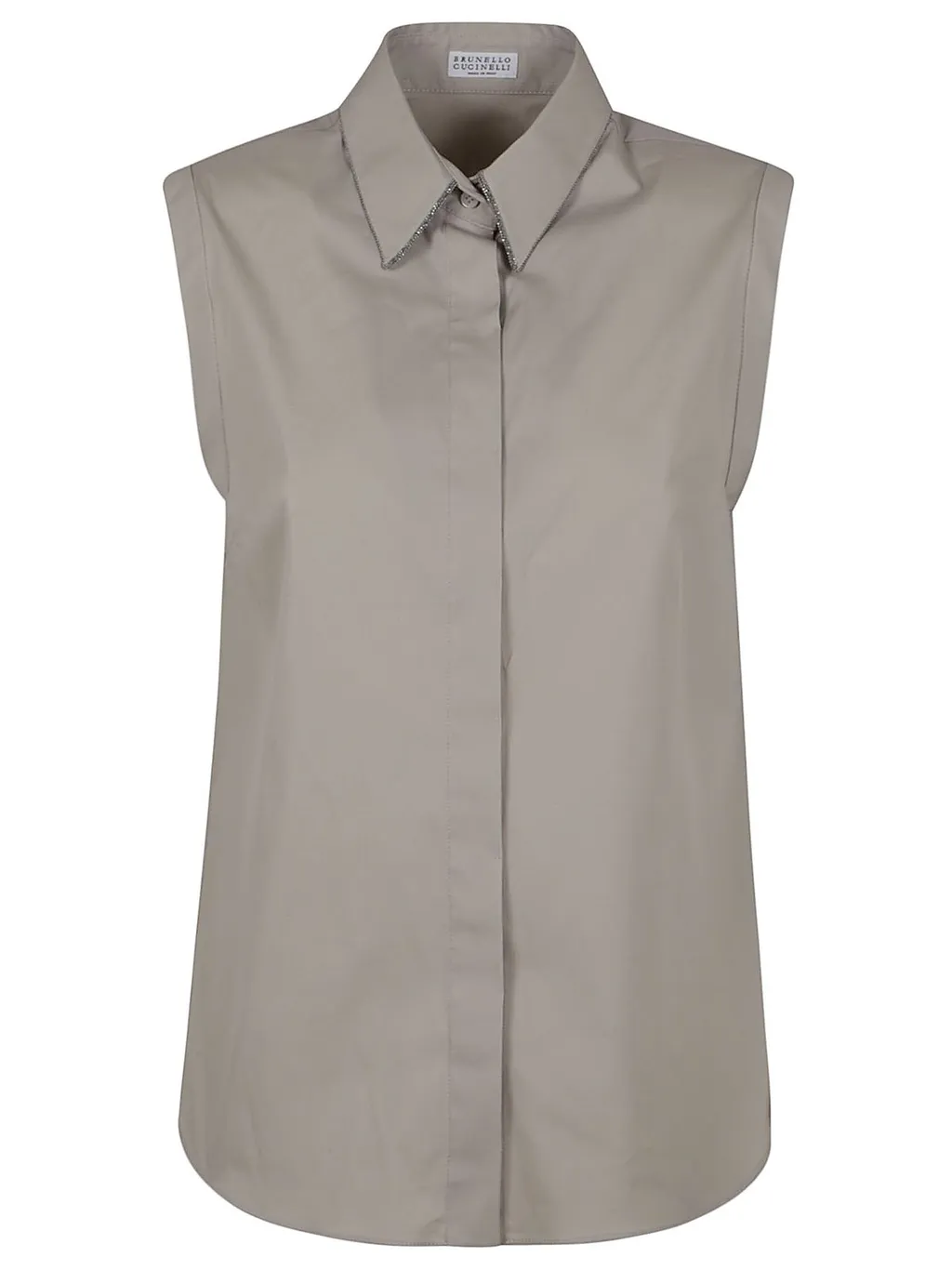 Sleeveless Curved Hem Shirt