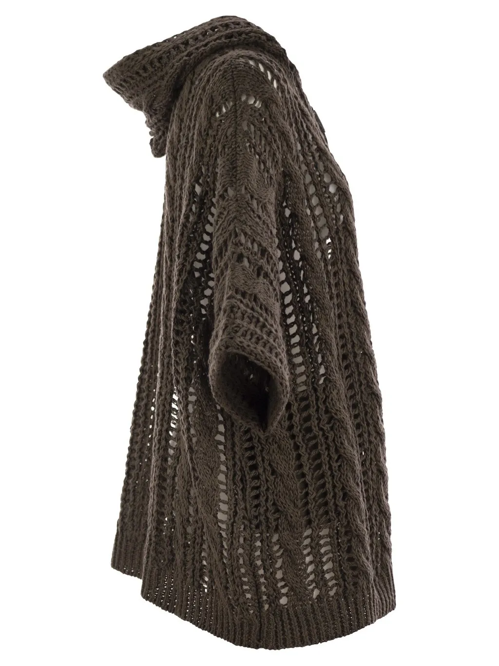 Zip-Up Hooded Knitted Cardigan