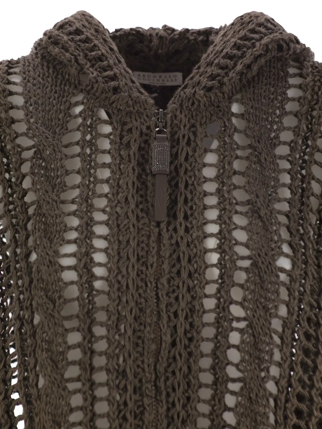 Zip-Up Hooded Knitted Cardigan