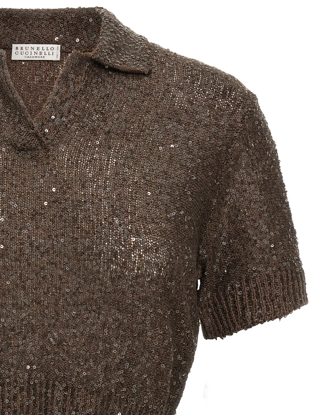 Sequin Embellished Polo Top