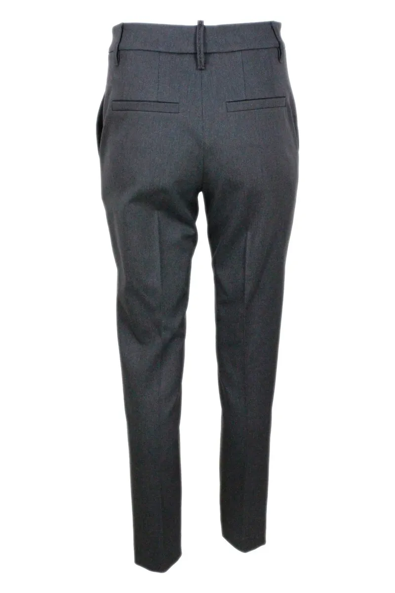 Pleated Cropped Tailored Trousers