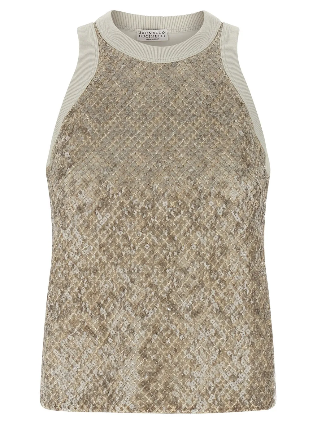 Sequin Embellished Sleeveless Tank Top