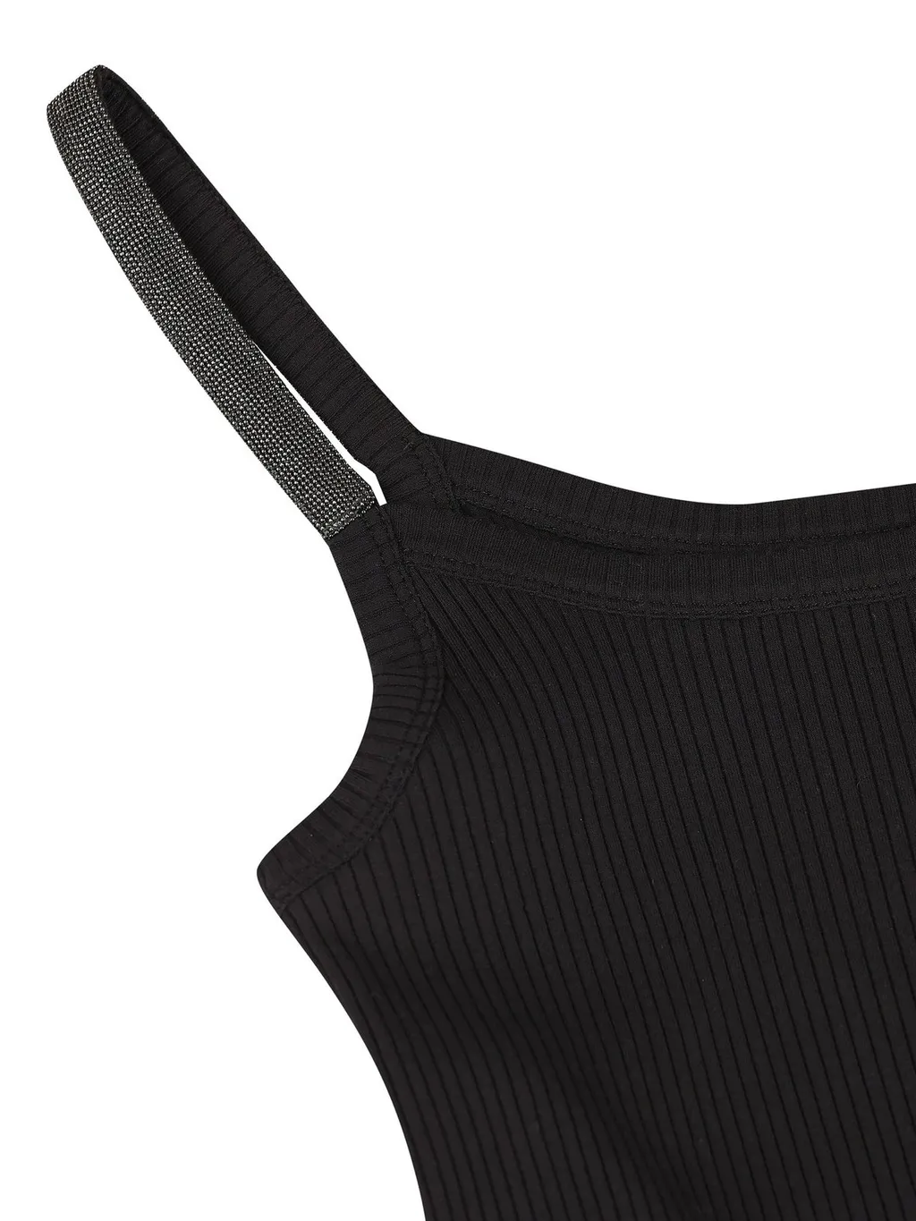 Monile-Embellished Ribbed Top