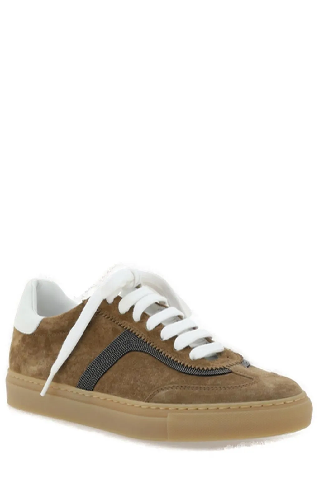 Bead-Embellished Lace-Up Sneakers