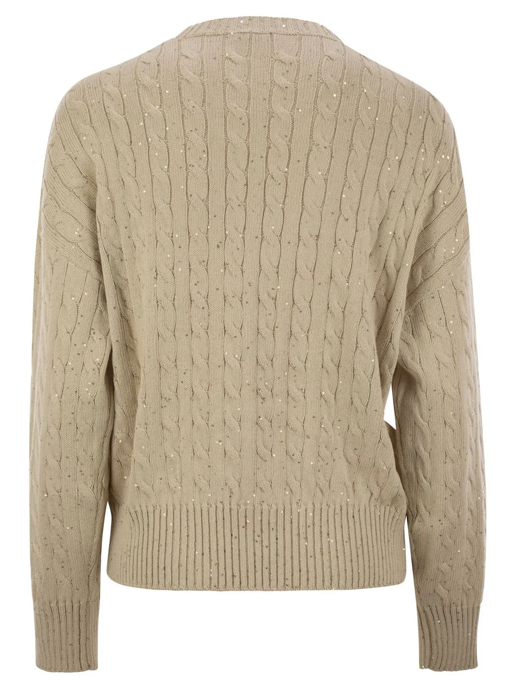 Sequin Embellished Cable-Knit Jumper