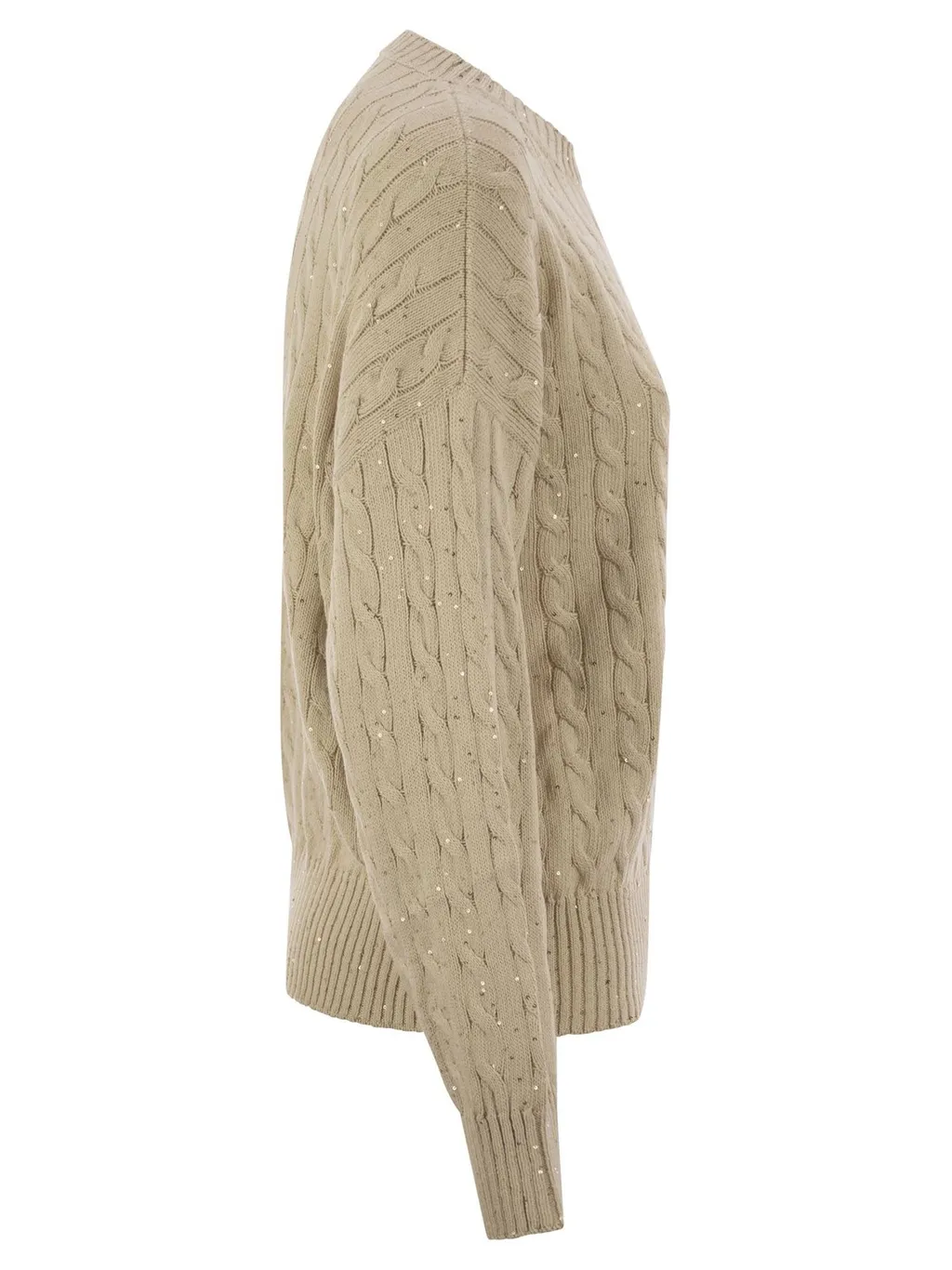 Sequin Embellished Cable-Knit Jumper