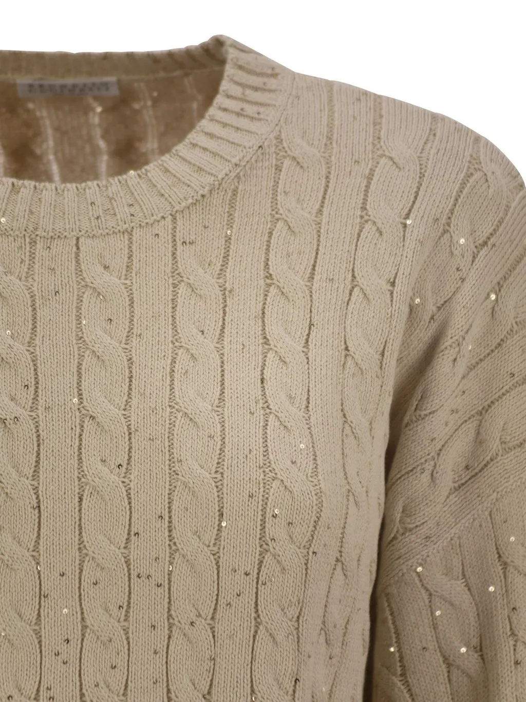 Sequin Embellished Cable-Knit Jumper
