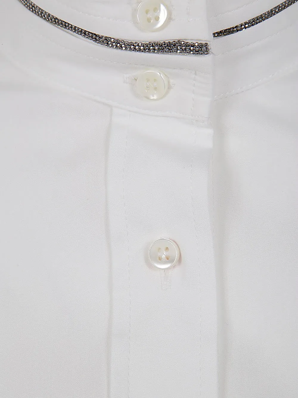 Monili-Detailed Button-Up Poplin Shirt