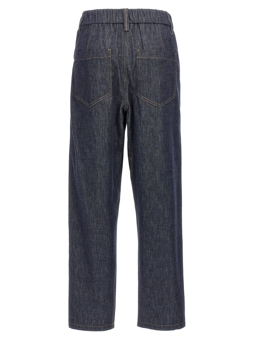 Elasticated Waistband Straight-Leg Jeans