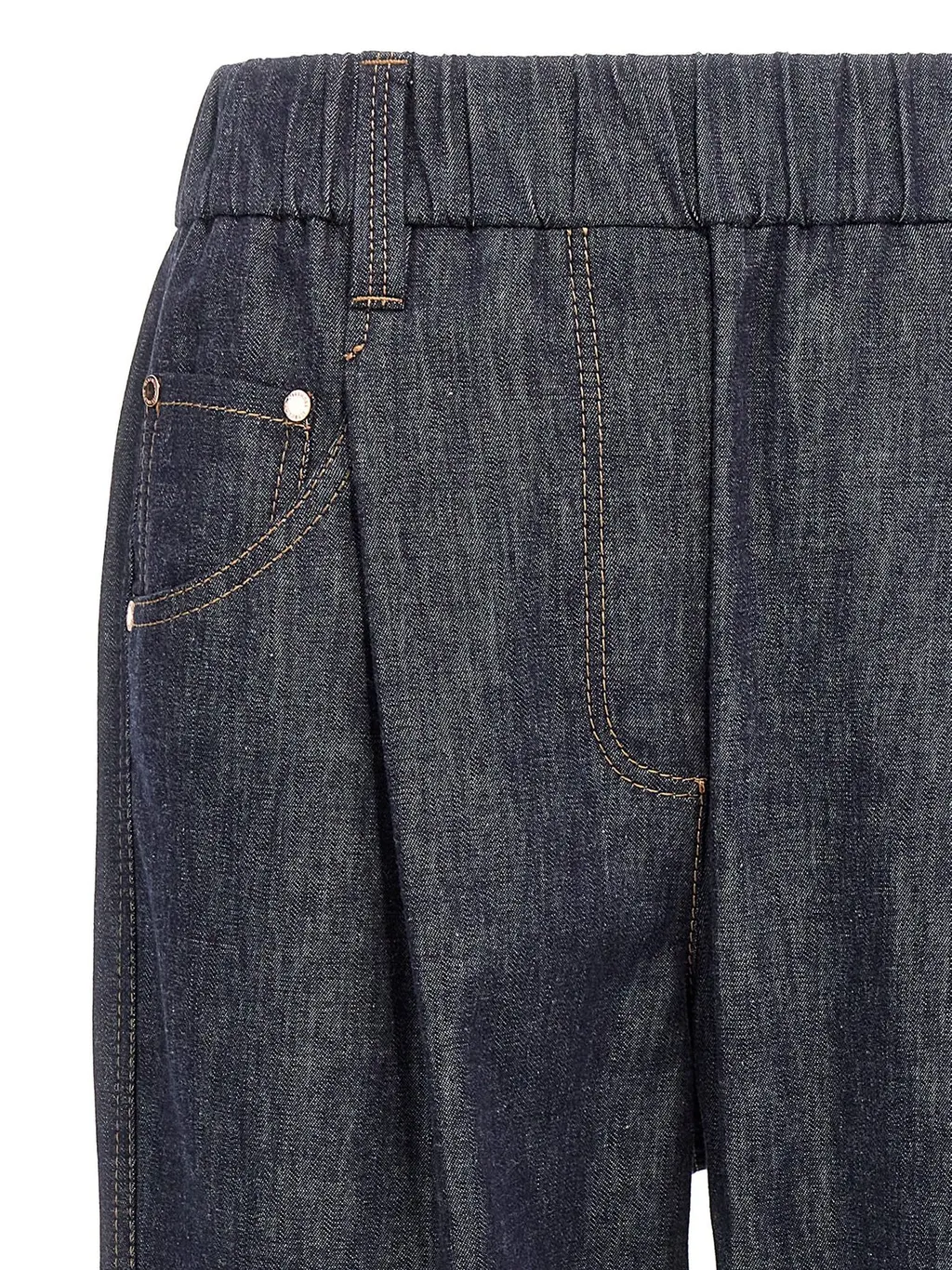 Elasticated Waistband Straight-Leg Jeans