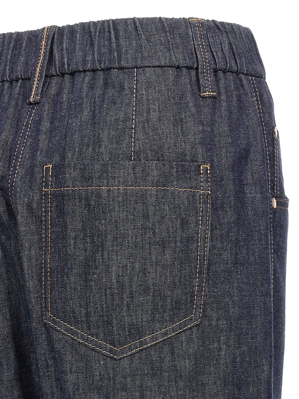 Elasticated Waistband Straight-Leg Jeans