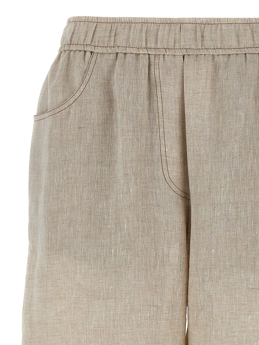 Elasticated Waistband Straight-Leg Trousers