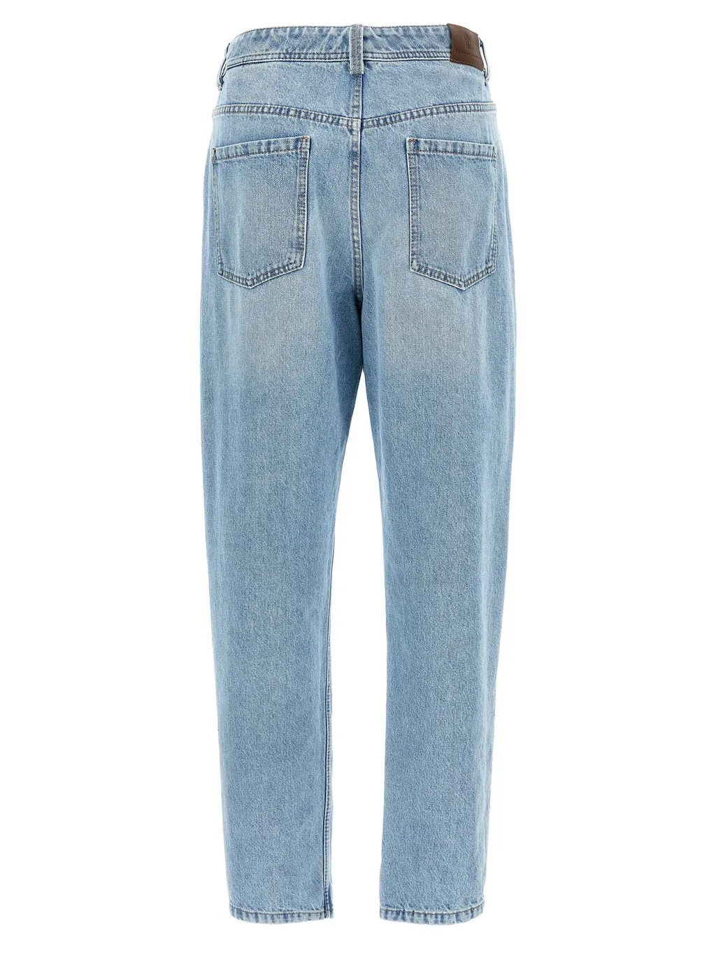 Monili Embellished Denim Baggy Tapered Jeans