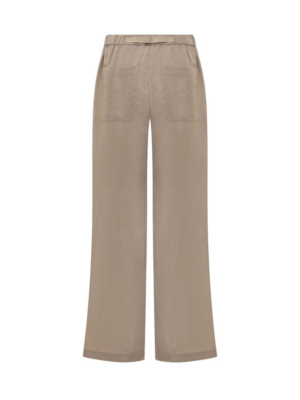 Semi-Sheer Belted Wide-Leg Trousers