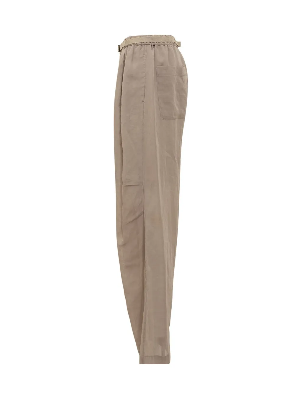 Semi-Sheer Belted Wide-Leg Trousers