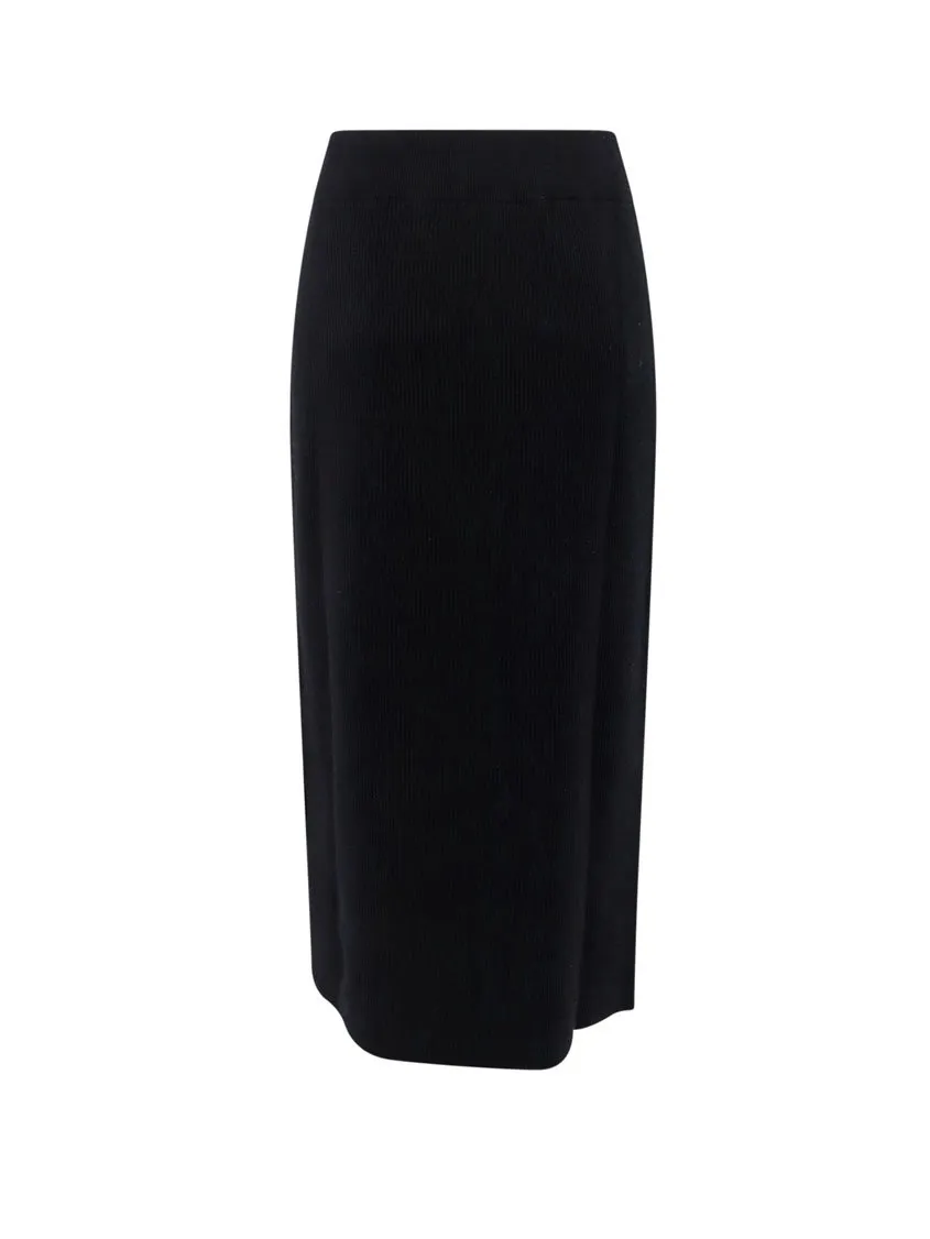 Straight Hem Knitted Midi Skirt